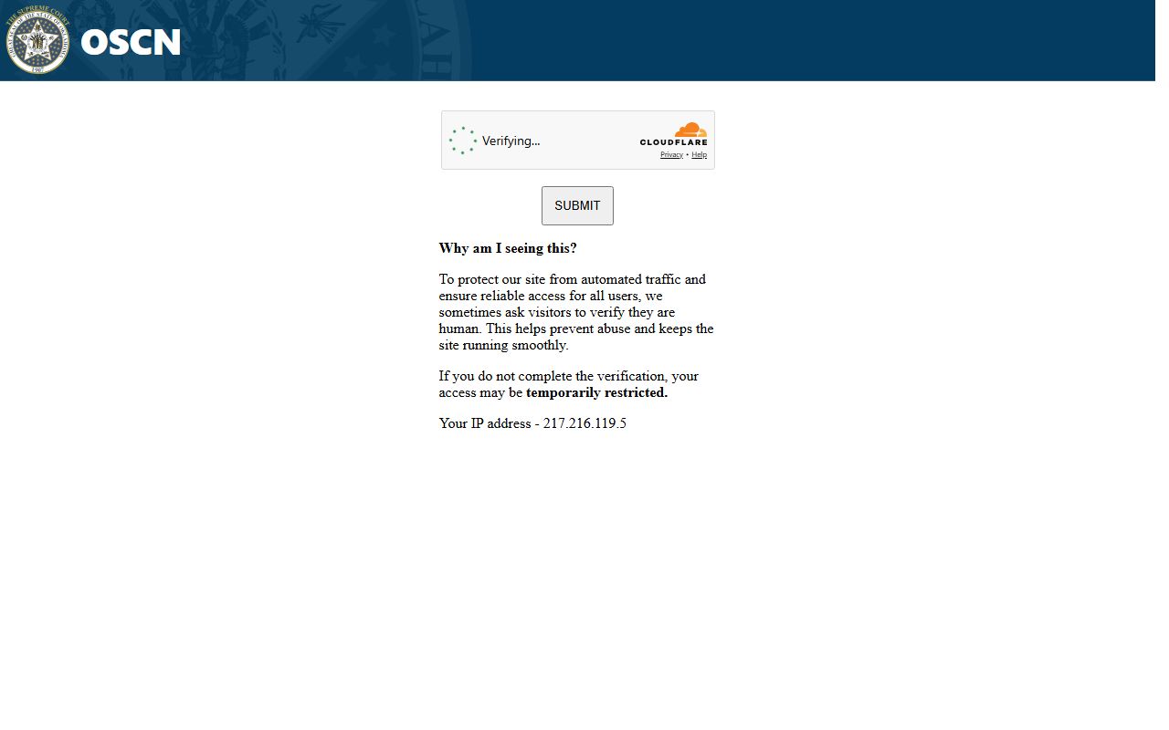 OSCN docket search interface with Woodward County District Court option