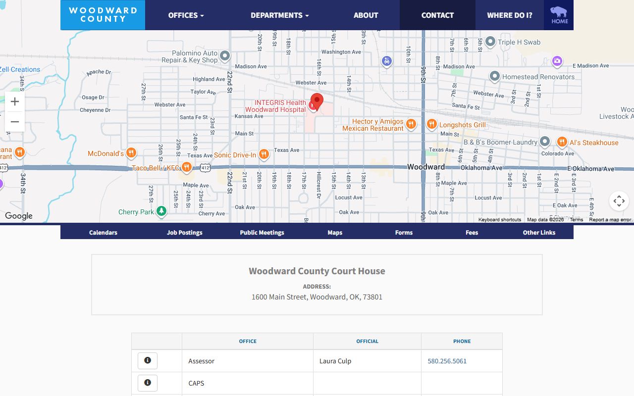 Woodward County inmate population county contact records