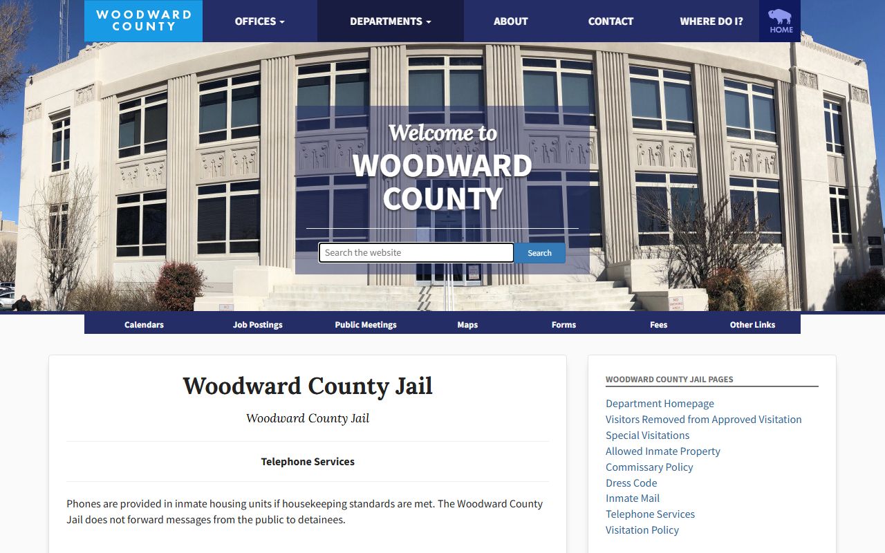 Woodward County Jail inmate phone records policy